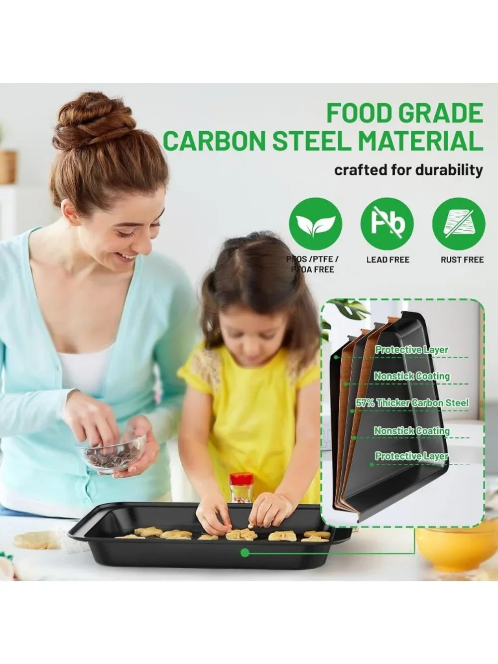 5-Piece Black Baking Sheet Set Including Round/Square Cake Pan Baking Pans Set